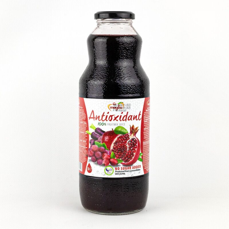 Antioxidant suc 100% din fructe, la sticlă de 1 litru.